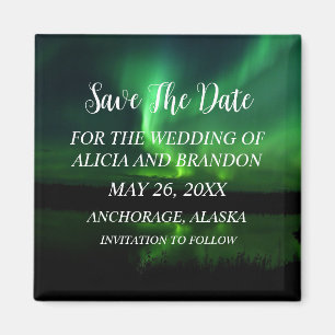 Northern Lights Aurora Borealis Wedding Magnet