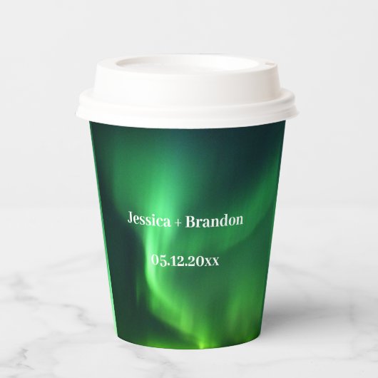 Northern Lights Aurora Borealis Wedding Pappbecher (Vorderseite)