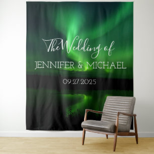 Northern Lights Aurora Borealis Wedding Wandteppich