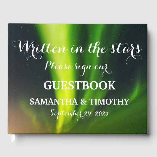 Northern Lights Aurora Starry Night Wedding Gästebuch (Vorderseite)