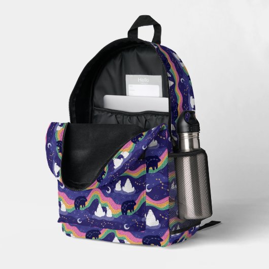 Northern Lights Backpack #3 Bedruckter Rucksack (Rückseitige Ecke links (Offen) )