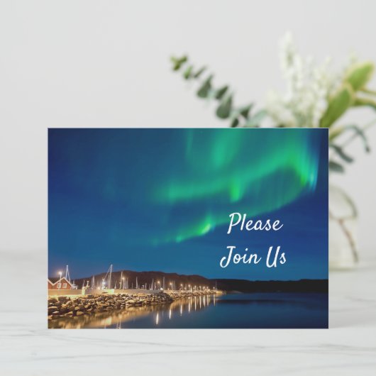 Northern Lights Birthday Einladung (Stehend Vorderseite)