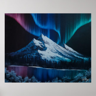 Northern Lights Bob Ross - inspirierte Landschaft Poster