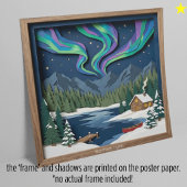 Northern Lights Canada Paper Collage Diorama Poster