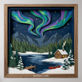 Northern Lights Canada Paper Collage Diorama Poster (Vorne)
