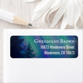 Northern Lights Celestial Return Address Label