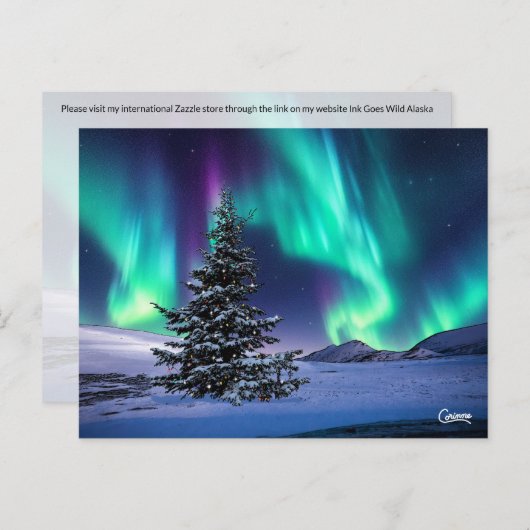 Northern Lights Christmas - Postcard Postkarte (Vorne/Hinten)