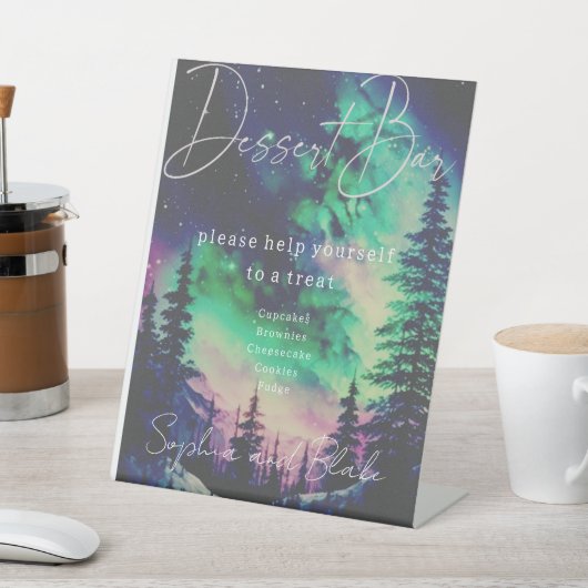 Northern Lights Dessert Bar Wedding Pedestal Schil Sockelschild (In SItu)