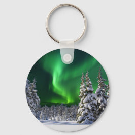 Northern lights during winter schlüsselanhänger