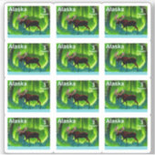 Northern Lights Elche - Alaska Postage Sticker (Vorderseite)