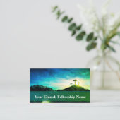 Northern Lights Empty Tomb Three Crosses Pastor Visitenkarte (Stehend Vorderseite)