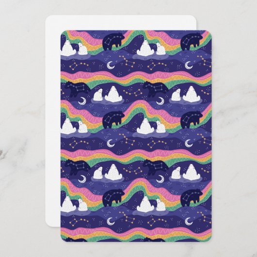 Northern Lights Flat Grußkarte Einladung (Vorne/Hinten)