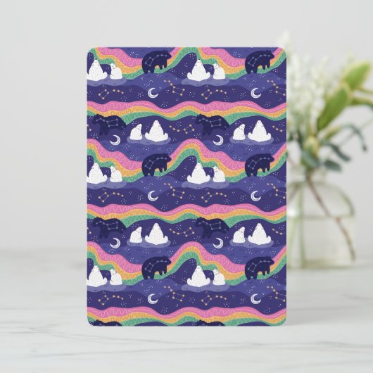 Northern Lights Flat Grußkarte Einladung (Stehend Vorderseite)