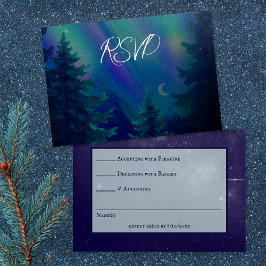 Northern Lights Forest Magical Moment Wedding  RSVP Karte