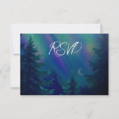 Northern Lights Forest Magical Moment Wedding RSVP Karte (Vorderseite)