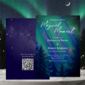 Northern Lights Forest  QR Code Wedding Einladung