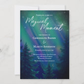 Northern Lights Forrest Magical Moment Wedding Einladung (Vorderseite)