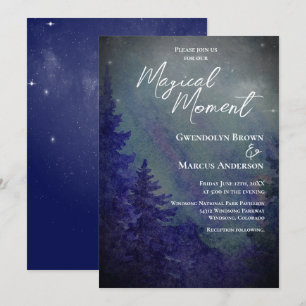 Northern Lights Forrest Magische Moment Hochzeit Einladung