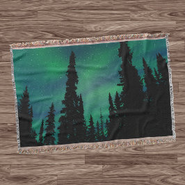 Northern Lights Green Night Sky Forest Decke