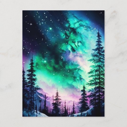 Northern Lights Große Hochzeitkarte Begleitkarte (Rückseite)