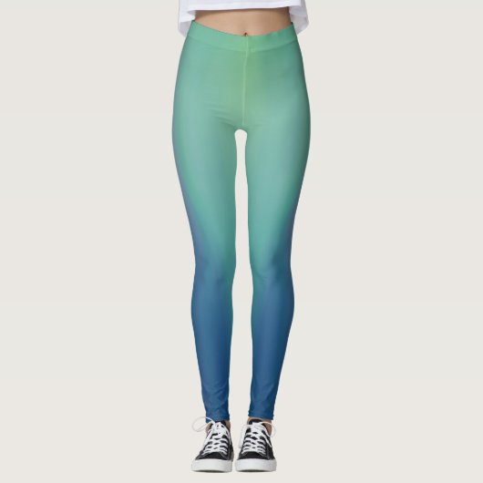 Northern Lights grün über blau Leggings (Vorderseite)