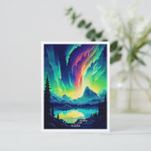 Northern Lights Island Art Travel Illustration Postkarte (Stehend Vorderseite)
