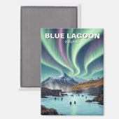 Northern Lights Island Blue Lagoon Travel Magnet (Vorderseite/Rückseite)