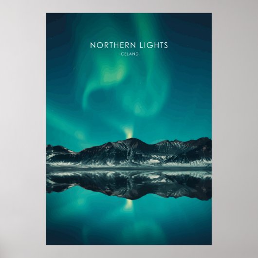 Northern Lights, Island Travel Artwork Poster (Vorne)