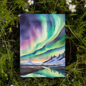 Northern Lights Island Wasserfarbe Einladung