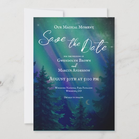 Northern Lights Magical Moment Save the Date (Vorderseite)
