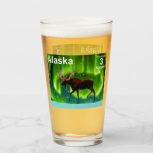 Northern Lights Moose - Alaska Postage Glas