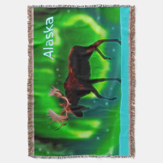 Northern Lights Moose Decke (Vorderseite Vertikal)