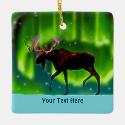 Northern Lights Moose Keramikornament (Vorderseite)