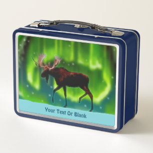 Northern Lights Moose Metall Lunch Box