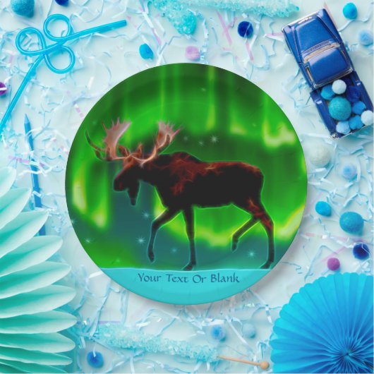 Northern Lights Moose Pappteller (Party)