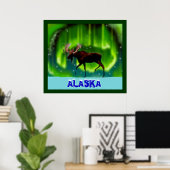 Northern Lights Moose Poster (Heimbüro)