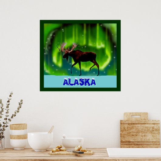 Northern Lights Moose Poster (Küche)