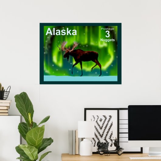 Northern Lights Moose Poster (Heimbüro)