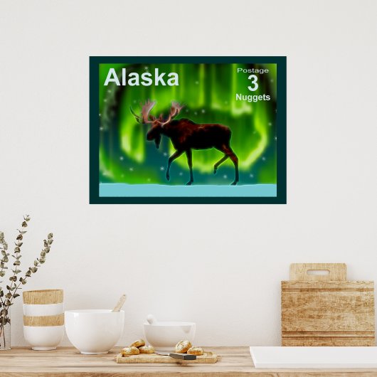 Northern Lights Moose Poster (Küche)