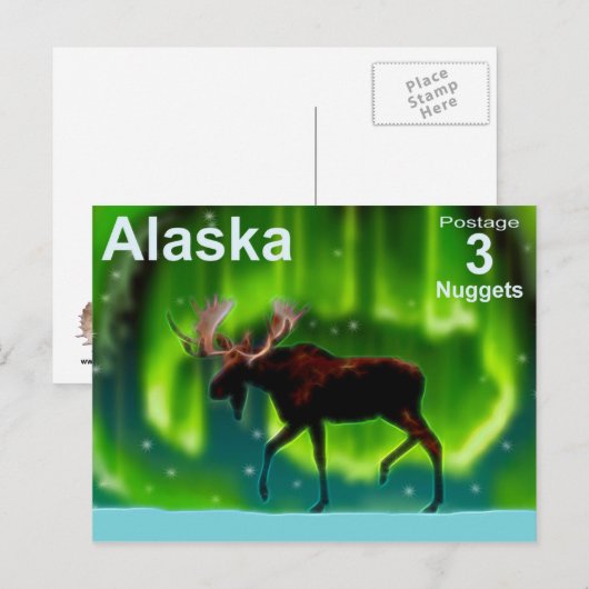 Northern Lights Moose Postkarte (Vorne/Hinten)