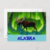 Northern Lights Moose Postkarte (Vorne/Hinten)