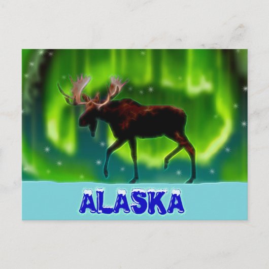 Northern Lights Moose Postkarte (Vorderseite)