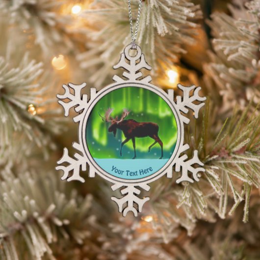 Northern Lights Moose Schneeflocken Zinn-Ornament (Baum)