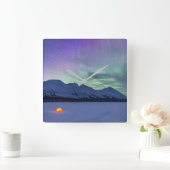 Northern Lights Mount Pass | Kenai Halbinsel Quadratische Wanduhr (Zuhause)