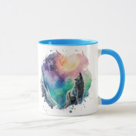 Northern Lights Mystic Wolf Multicolor Tasse