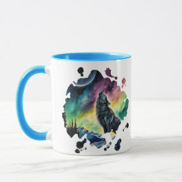 Northern Lights Mystic Wolf Multicolor Tasse