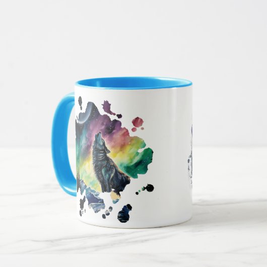 Northern Lights Mystic Wolf Multicolor Tasse (Vorderseite Links)