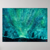Northern Lights Night Aurora Borealis Wasserfarbe Poster (Vorne)