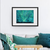 Northern Lights Night Aurora Borealis Wasserfarbe Poster