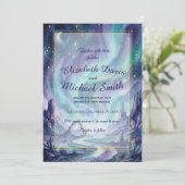 Northern Lights Night Sky Romantic Landscape Einladung (Stehend Vorderseite)